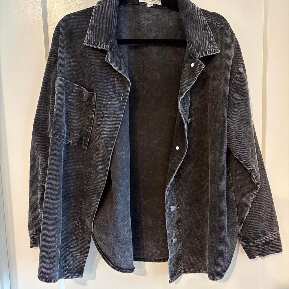 12th Tribe Women's Black Courudroy Button Up Jacket